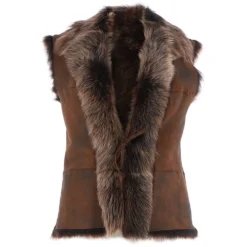 Reversible Toscana Suede Leather Gilet Vin Whisky : Kashmina