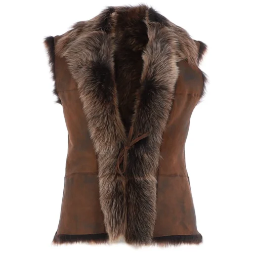 Reversible Toscana Suede Leather Gilet Vin Whisky : Kashmina