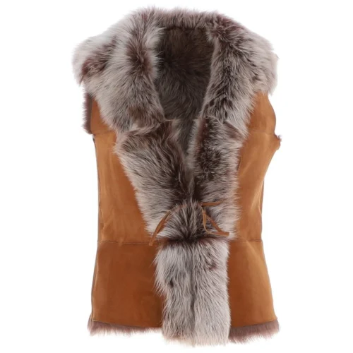 Reversible Toscana Suede Leather Gilet Whisky : Kashmina