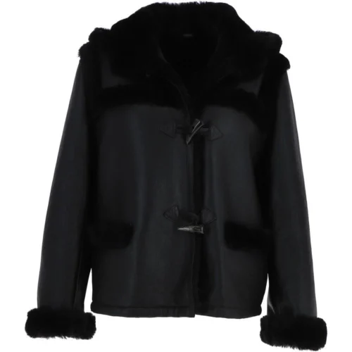 Shearling Jacket With Hood Black : Jayla