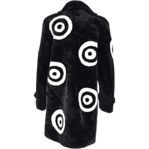 Sheepskin Coat With Roundel Detail Black/ White: Leilani -The Bridge Store sheepskin coat with roundel detail black white leilani p2613 11960 image