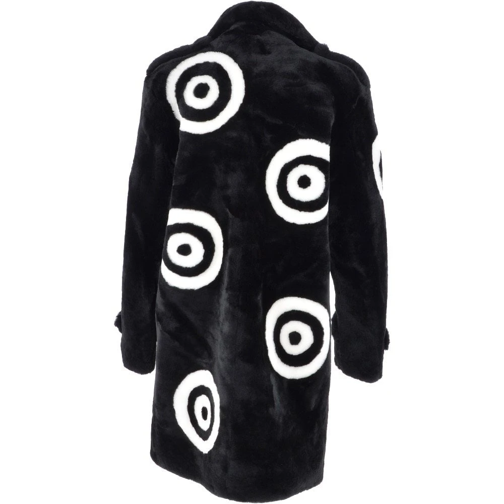 Sheepskin Coat With Roundel Detail Black/ White: Leilani 5 Sheepskin Coat With Roundel Detail Black/ White: Leilani - Image 3