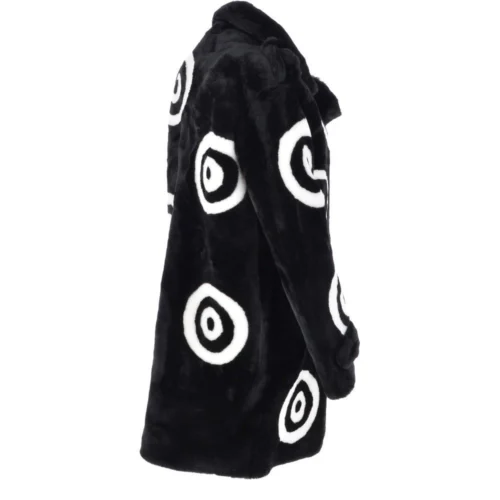 Sheepskin Coat With Roundel Detail Black/ White: Leilani -The Bridge Store sheepskin coat with roundel detail black white leilani p2613 11961 image
