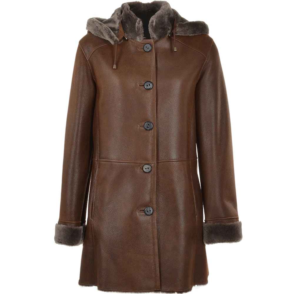 Sheepskin Duffle Coat Tobacco : Lynette 3 Sheepskin Duffle Coat Tobacco : Lynette