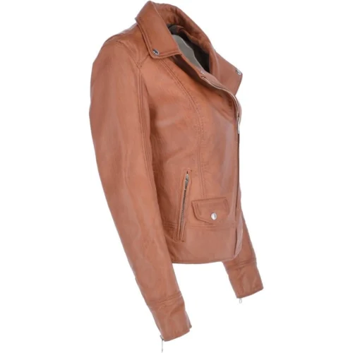 Short Biker Jacket Cognac : Alyssa -The Bridge Store short biker jacket cognac alyssa p3413 14939 image