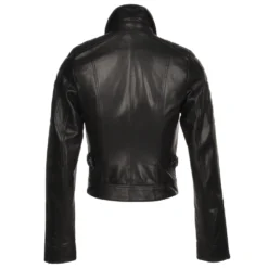 Short Cropped Vegetable Tanned Leather Biker Jacket Black : Daniela -Default Template 2 short cropped vegetable tanned leather biker jacket black daniela p1394 6339 image