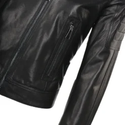 Short Cropped Vegetable Tanned Leather Biker Jacket Black : Daniela -Default Template 2 short cropped vegetable tanned leather biker jacket black daniela p1394 6340 image