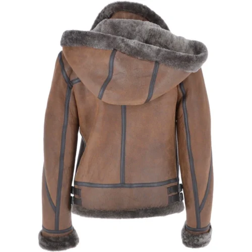 Short Hooded Sheepskin Flying Jacket Tobacco : Aster -The Bridge Store short hooded sheepskin flying jacket tobacco aster p3041 13410 image