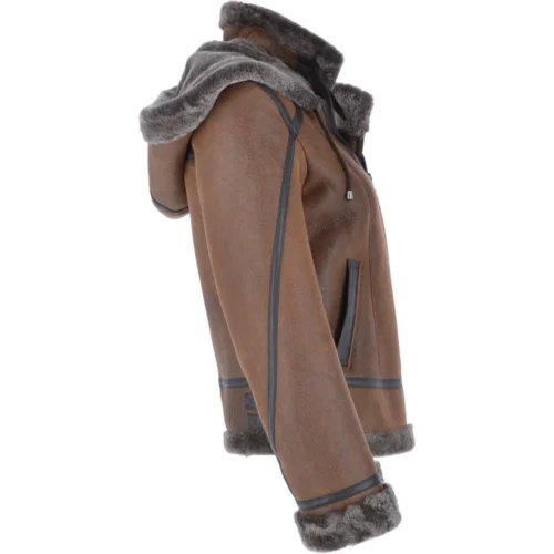 Short Hooded Sheepskin Flying Jacket Tobacco : Aster -The Bridge Store short hooded sheepskin flying jacket tobacco aster p3041 13411 image