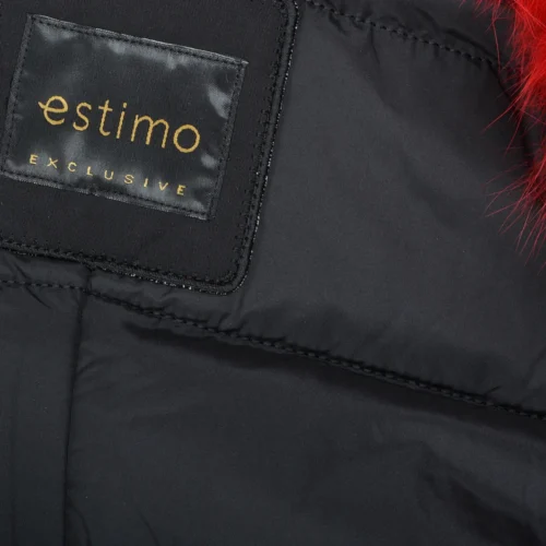 Short Hooded Toscana Tipped Fox Fur Parka With Fur Trim Lining Black/red: -The Bridge Store short hooded toscana tipped fox fur parka with fur trim lining black red p1434 6359 image