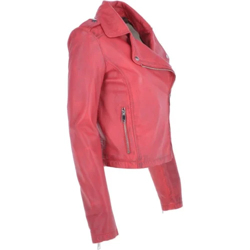 Short Leather Biker Jacket Raspberry : Brooklyn -The Bridge Store short leather biker jacket raspberry brooklyn p3409 14951 image