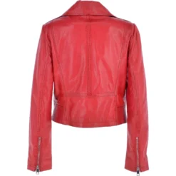 Short Leather Biker Jacket Red : Brooklyn -Default Template 2 short leather biker jacket red brooklyn p3264 14946 image