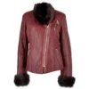 Short Toscana Biker Style Sheepskin Jacket Bordeaux: Evelyn -Default Template 2 short toscana biker style sheepskin jacket bordeaux evelyn p2600 12078 image