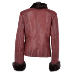 Short Toscana Biker Style Sheepskin Jacket Bordeaux: Evelyn -Default Template 2 short toscana biker style sheepskin jacket bordeaux evelyn p2600 12080 image