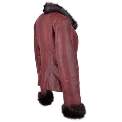 Short Toscana Biker Style Sheepskin Jacket Bordeaux: Evelyn -The Bridge Store short toscana biker style sheepskin jacket bordeaux evelyn p2600 12081 image