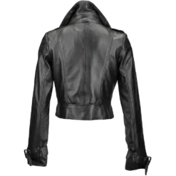 Short Vegetable Tanned Leather Biker Jacket Black : Sabine -Default Template 2 short vegetable tanned leather biker jacket black sabine p1423 10519 image