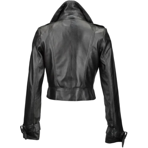 Short Vegetable Tanned Leather Biker Jacket Black : Sabine 10 Short Vegetable Tanned Leather Biker Jacket Black : Sabine -The Bridge Store short vegetable tanned leather biker jacket black sabine p1423 10519 image