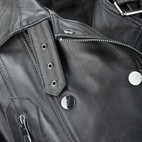 Short Vegetable Tanned Leather Biker Jacket Black : Sabine 12 Short Vegetable Tanned Leather Biker Jacket Black : Sabine -The Bridge Store short vegetable tanned leather biker jacket black sabine p1423 10521 image
