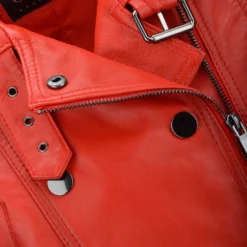 Short Vegetable Tanned Leather Biker Jacket Red : Sabine -Default Template 2 short vegetable tanned leather biker jacket red sabine p2309 10527 image