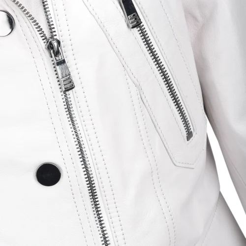 Short Vegetable Tanned Leather Biker Jacket White : Sabine -The Bridge Store short vegetable tanned leather biker jacket white sabine p2310 10532 image