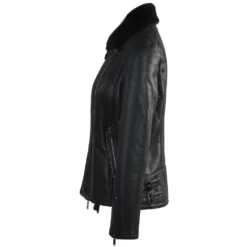 Side Zip Biker Sheepskin Pilot Jacket Black : Micaela -Default Template 2 side zip biker sheepskin pilot jacket black micaela p1297 5704 image