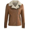 Side Zip Biker Sheepskin Pilot Jacket Whiskey/cream: Micaela -Default Template 2 side zip biker sheepskin pilot jacket whiskey cream micaela p1299 5713 image