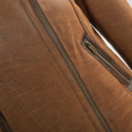 Side Zip Biker Sheepskin Pilot Jacket Whiskey/cream: Micaela -The Bridge Store side zip biker sheepskin pilot jacket whiskey cream micaela p1299 5716 image