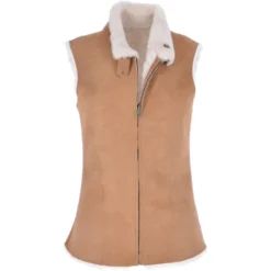 Slimline Reversible Suede Sheepskin Body Warmer Biscuit Tan : Phillipa