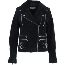 Split Suede Biker Jacket Navy: Rebel