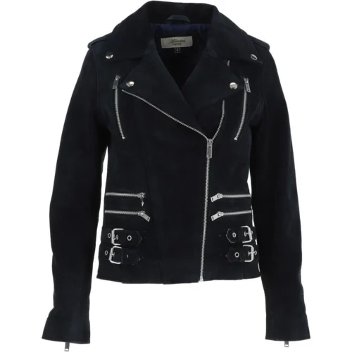 Split Suede Biker Jacket Navy: Rebel
