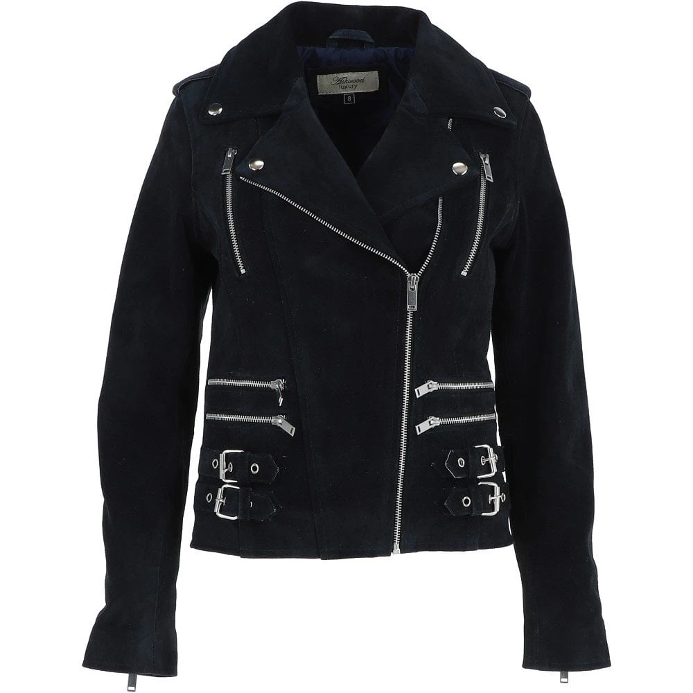 Split Suede Biker Jacket Navy: Rebel 3 Split Suede Biker Jacket Navy: Rebel