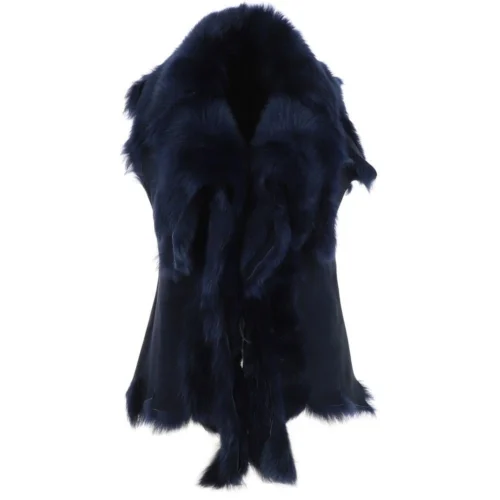 Toscana Double Collar Suede Leather Gilet Blue: Pegasus
