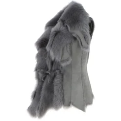 Toscana Double Collar Suede Leather Gilet Mineral Grey: Pegasus -Default Template 2 toscana double collar suede leather gilet mineral grey pegasus p5692 20250 image