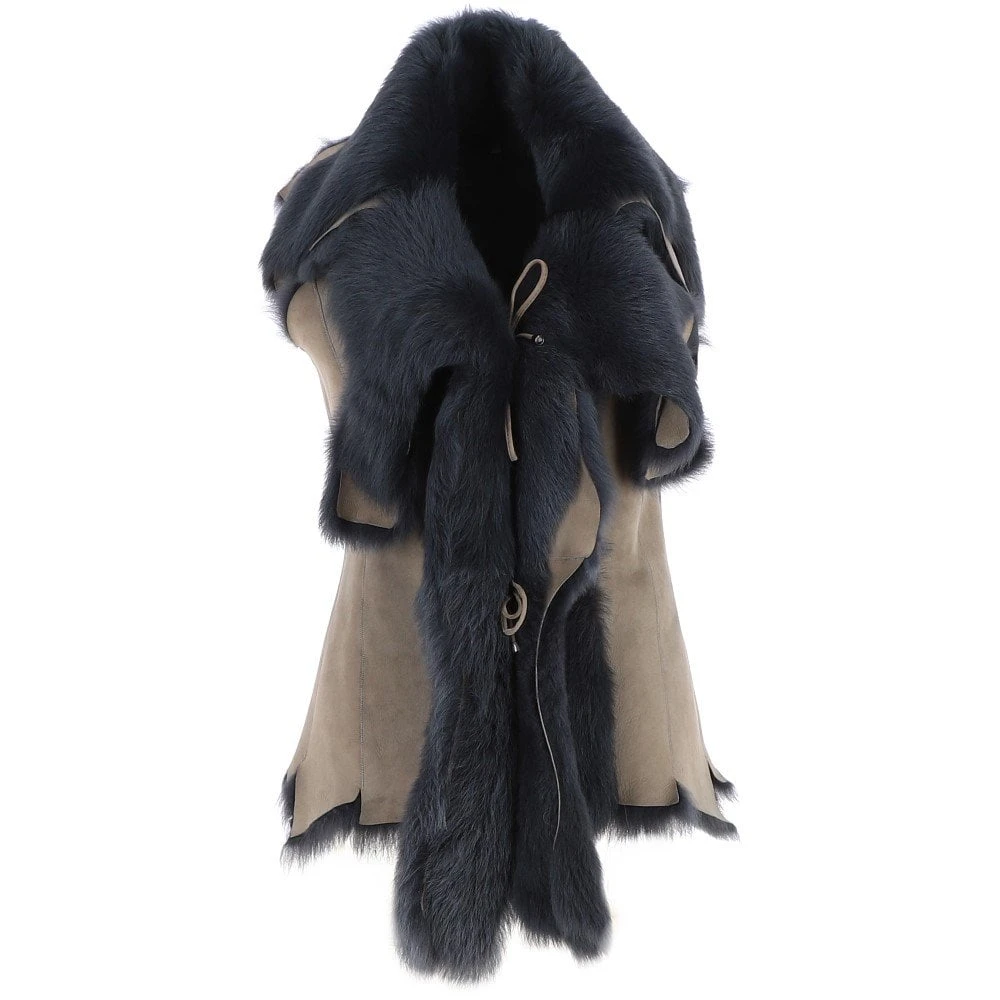 Toscana Double Collar Suede Leather Gilet Taupe: Pegasus 3 Toscana Double Collar Suede Leather Gilet Taupe: Pegasus