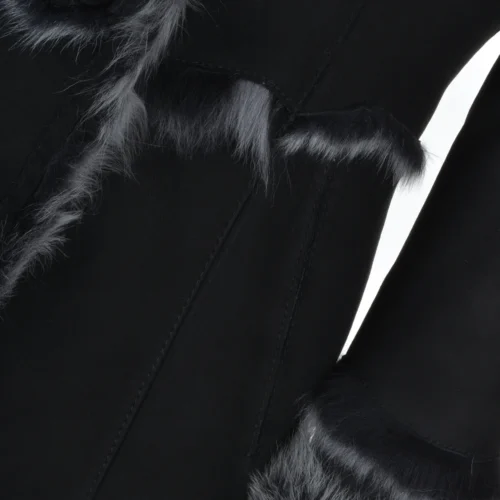 Toscana Long Haired Shearling Jacket With Large Hood Black : Muna -The Bridge Store toscana long haired shearling jacket with large hood black muna p852 3650 image