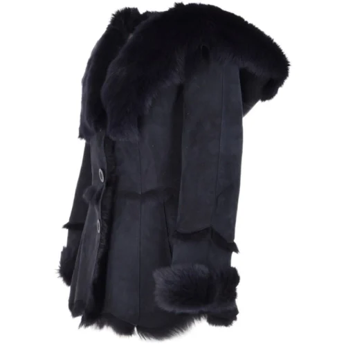 The Bridge Store -The Bridge Store toscana long haired shearling jacket with large hood ombre blue muna p3727 16135 image