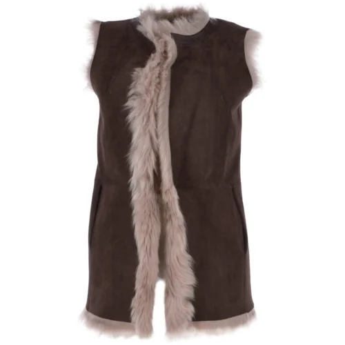Toscana Suede Leather Gilet Brown : Wanda
