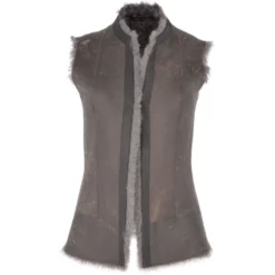 Toscana Suede Leather Gilet Grey : Kachina