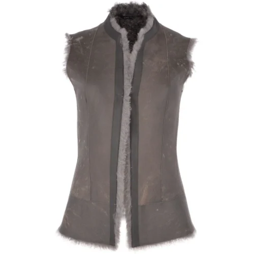 Toscana Suede Leather Gilet Grey : Kachina