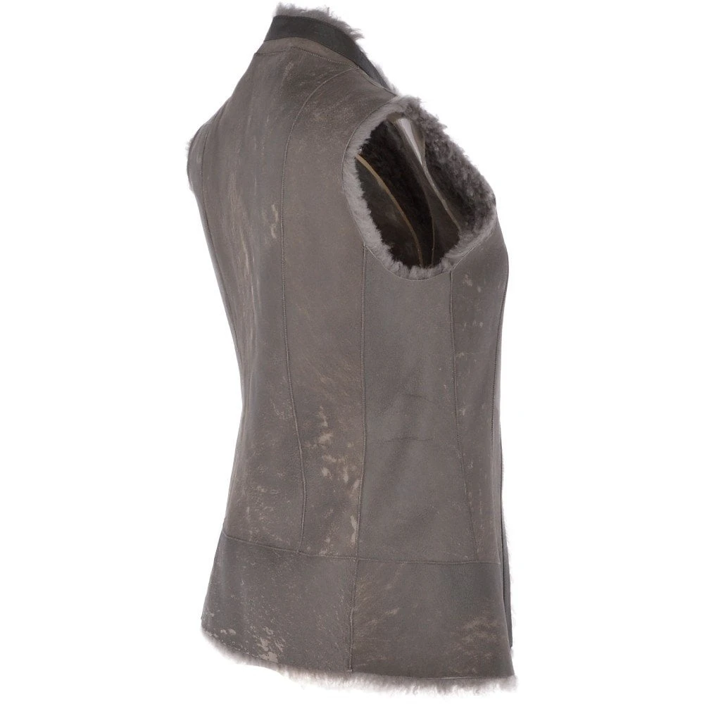 Toscana Suede Leather Gilet Grey : Kachina 6 Toscana Suede Leather Gilet Grey : Kachina - Image 4