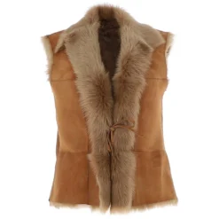 Toscana Suede Leather Gilet Honey: Kashmina