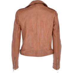 Twin Zip Fastening Leather Jacket Cognac : Ciara -Default Template 2 twin zip fastening leather jacket cognac ciara p3698 16094 image