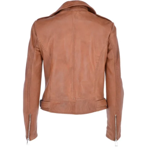 Twin Zip Fastening Leather Jacket Cognac : Ciara -The Bridge Store twin zip fastening leather jacket cognac ciara p3698 16094 image