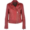 Twin Zip Fastening Leather Jacket Red : Ciara -Default Template 2 twin zip fastening leather jacket red ciara p3699 16096 image