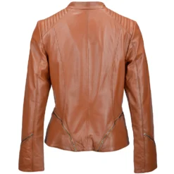 Veg Tanned Biker Jacket Tan : Kiara -Default Template 2 veg tanned biker jacket tan kiara p2307 10543 image