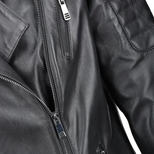Vegetable Tanned Leather Biker Jacket Black : Eleonare 11 Vegetable Tanned Leather Biker Jacket Black : Eleonare -The Bridge Store vegetable tanned leather biker jacket black eleonare p1422 10506 image