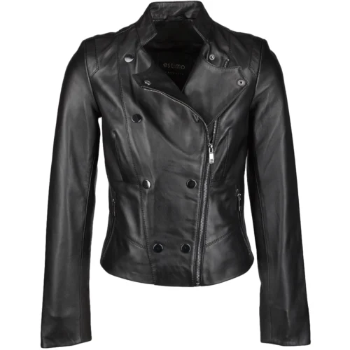 Vegetable Tanned Leather Biker Jacket Black : Rosabel