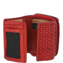 Vintage Woven Leather 7 Card Purse Red: D-82