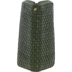 Vintage Woven Leather Zip Around Large 10 Card Coin Note Purse Green : D-81 -Default Template 2 vintage woven leather zip around large 10 card coin note purse green d 81 p4287 18413 image