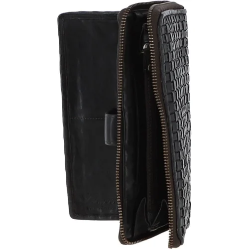 Vintage Woven Leather Zip Around Large 22 Card Coin Note Purse Dark Grey : D-84 -The Bridge Store vintage woven leather zip around large 22 card coin note purse dark grey d 84 p4304 18346 image